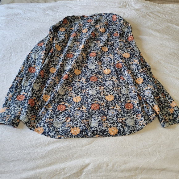 Tommy Bahama Floral Shirt size XXL Cotton Silk Blend Button Down Navy Coral - Picture 5 of 6